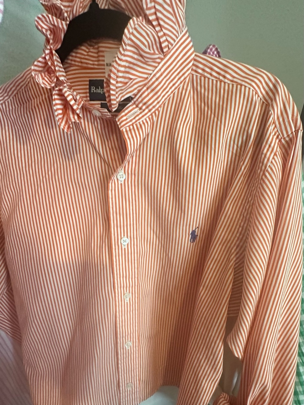 Polo by Ralph Lauren Orange and White Striped Button-Down Shirt